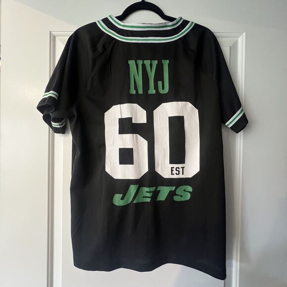 NWT New York Jets NYJ Throwback Vintage Baseball Style Shirt - Picture 2 of 5